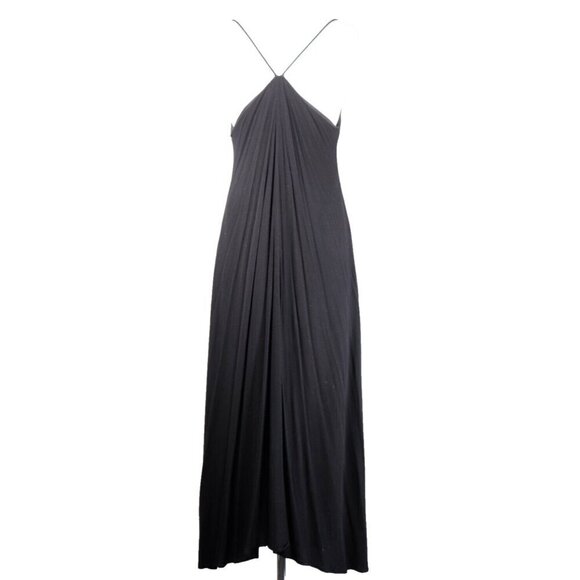 Noul Women's Small Black Flowy Maxi Dress Pleated Spaghetti Straps V-Neck Midi - Picture 4 of 6